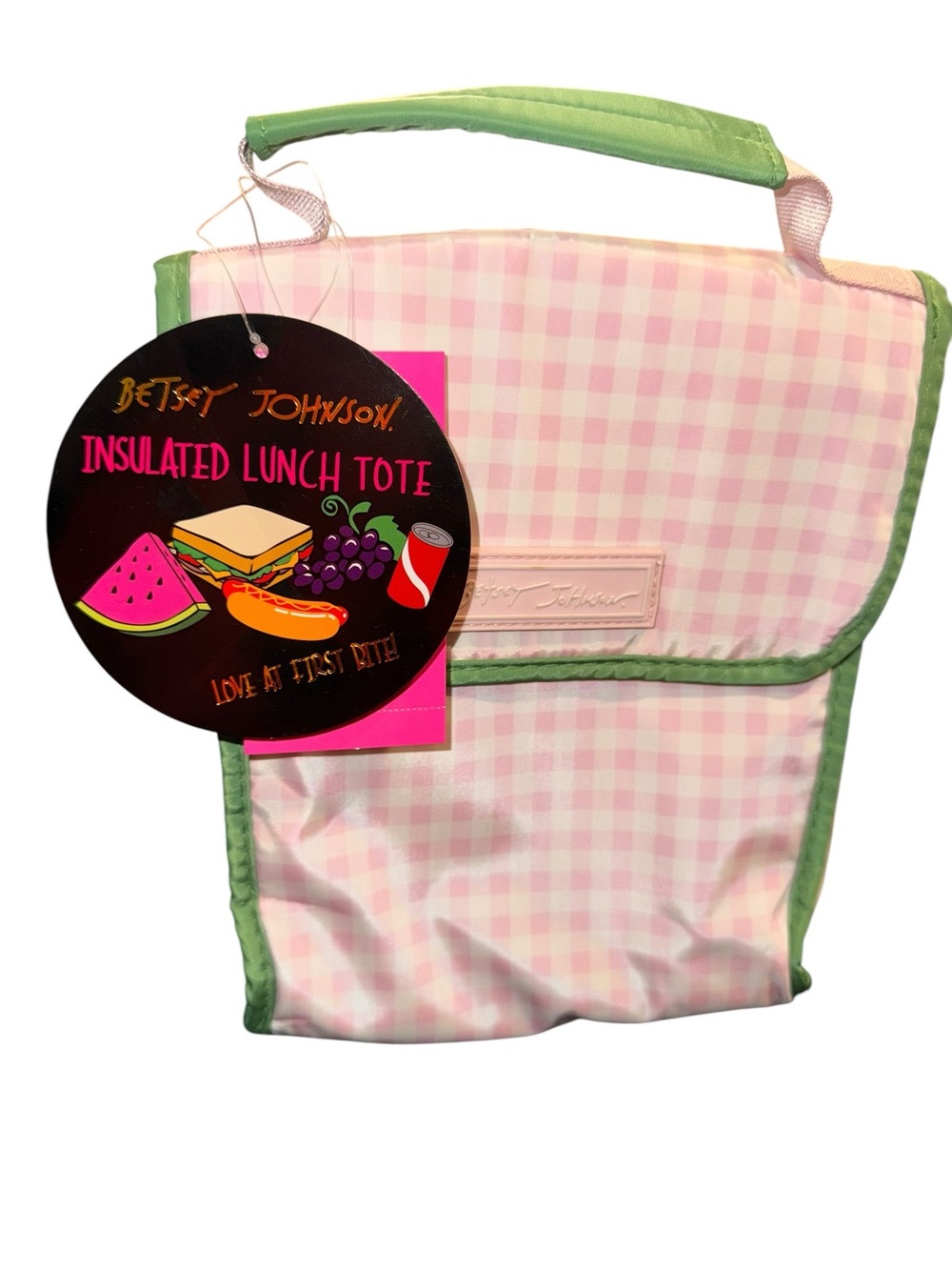 Betsey Johnson Pink Gingham Insulated Lunch Tote NWT